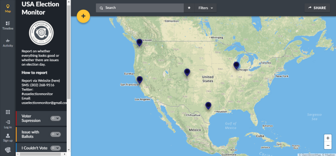 Ushahidi US election map (Techcrunch)