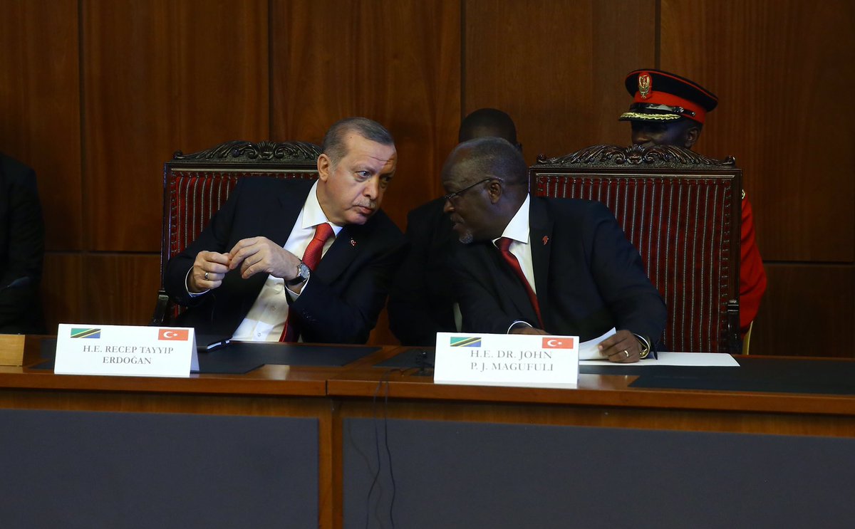 Turkey's Erdogan with Tanzanian leader Magufuli at "Turkey-Tanzania Business Forum in Dar Es Salaam"