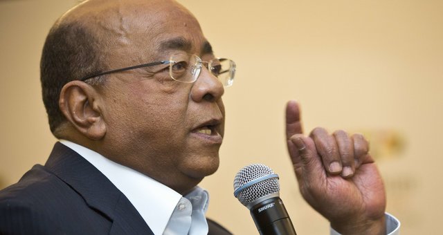 Mo Ibrahim, Chairman and Founder of the Mo Ibrahim Foundation, answers a question from a journalist at a press conference where the winner of the 2014 Ibrahim Prize for Achievement in African Leadership was announced, in Nairobi, Kenya Monday, March 2, 2015. Namibian President Hifikepunye Pohamba has won the 2014 Ibrahim Prize for African leadership, the first African leader deemed worthy of the honor since 2011. (AP Photo/Ben Curtis)