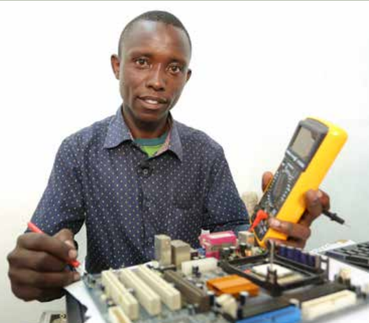 Crispin Chasui is a 2jiajiri beneficiary who deals with
computer installation and repairs.