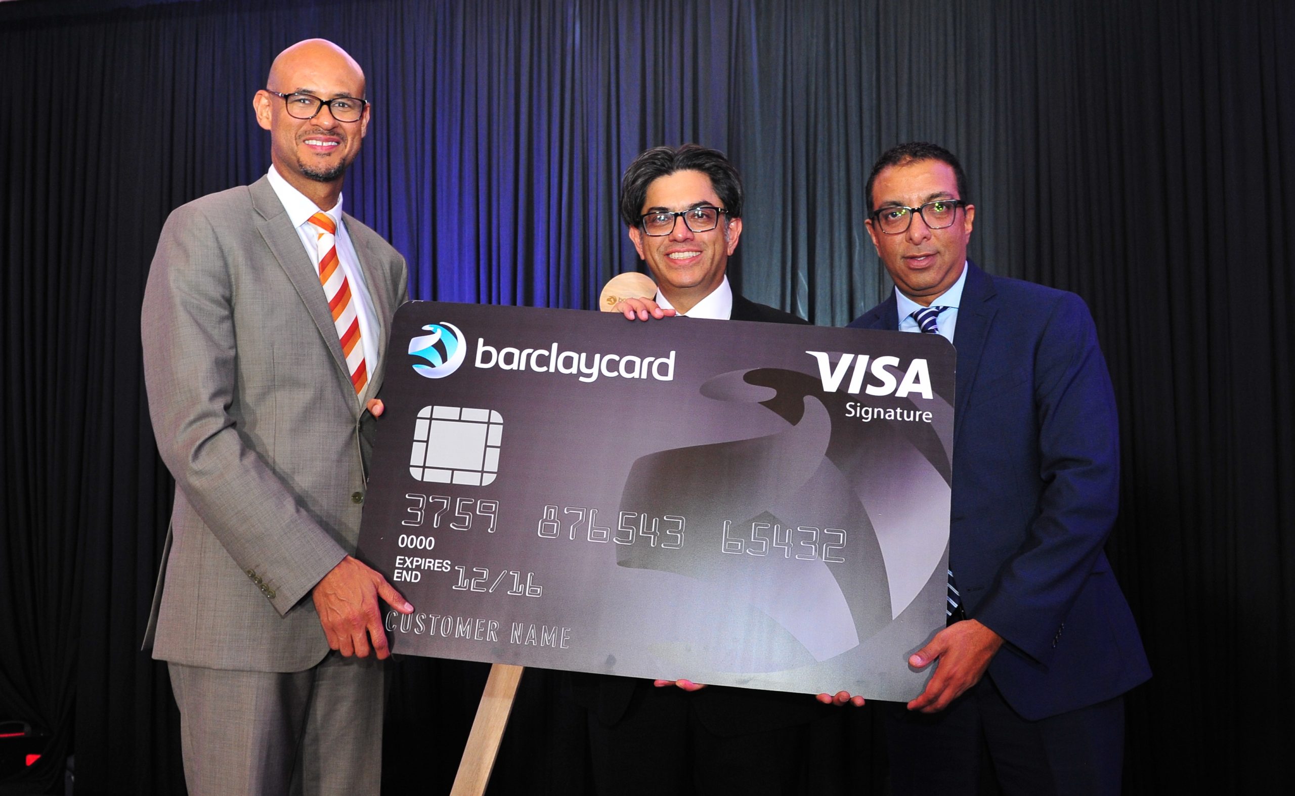 L-R) Barclays Bank Managing Director Jeremy Awori, Barclays Bank Director of Retail and Business Banking Zahid Mustafa, Visa East Africa General Manager Sunny Walia