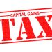 CAPITAL GAINS TAX red Rubber Stamp over a white background.