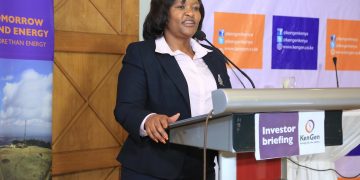 KenGen-CEO-MD-Mrs.-Rebecca-Miano-speaking-at-the-company’s-Investor-Briefing