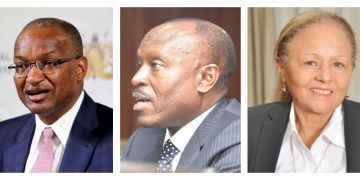 Central Bank Kenya Executives; Governor Dr Patrick Njoroge, Chairman Mohamed Nyaoga and Deputy Governor Sheila Mbijiwe