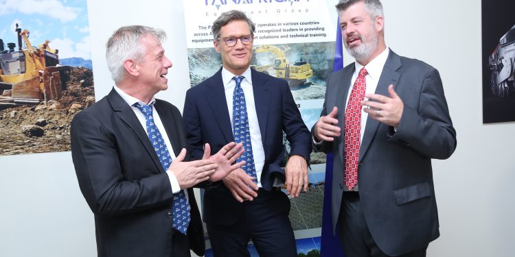 From Left- Scott McCaw PEG Group CEO, Charles Field-Masharm, Executive Chairman PEG and Greg Jackson, PEG General Manager during the official opening of PEG new site in Kenya located along Mombasa road.