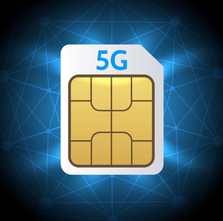 Sim card 5G. Mobile hotspot network cellphone chip, 5G gsm cell connection simcard, lte internet technology, vector illustration