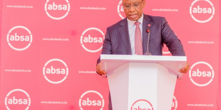 Absa Group CEO Daniel  Mminele gives his remarks during the change of the bank's ticker symbol at the Nairobi Securities Exchange on 17th Feb 2020