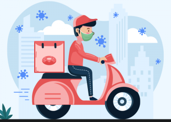 An image of delivery services motorcyle