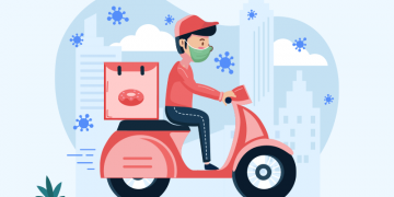 An image of delivery services motorcyle