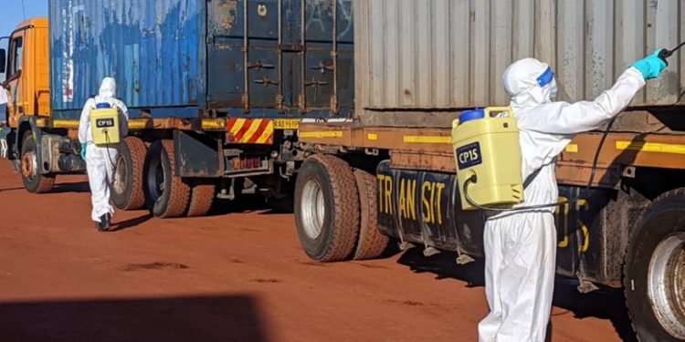 trucks from tanzania are handled at kiyanzi site in rusumo