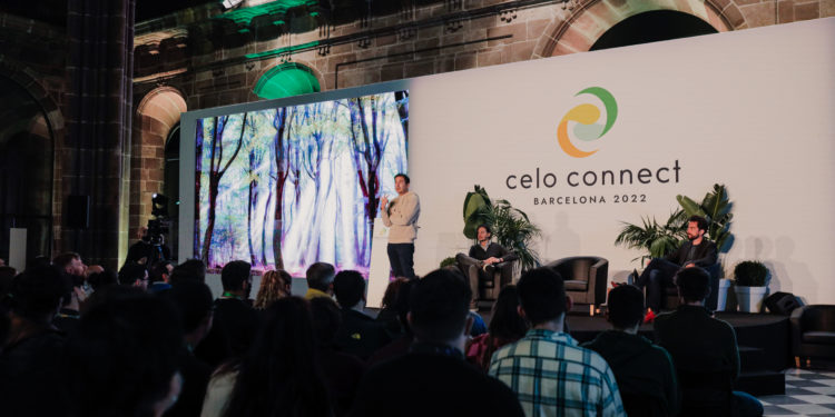 Celo Co-founder Sep Kamvar on stage at #CeloConnect