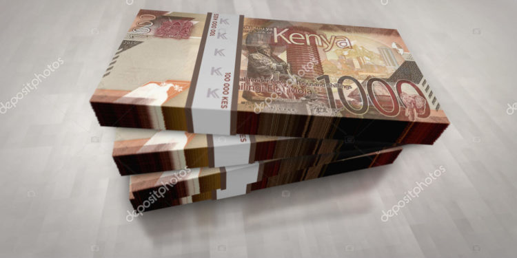 Kenyan Shilling money pack 3d illustration. KES banknote bundle stacks. Concept of finance, cash, economy crisis, business success, recession, bank, tax and debt in Kenya.