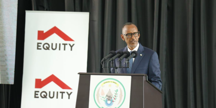 H.E Paul Kagame President of the Republic of Rwanda delivers his remarks as Chief guest at the launch of Africa Recovery and Resilience Plan by Equity in Kigali on the sidelines of the Commonwealth business Forum