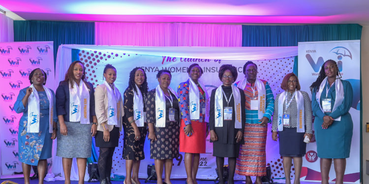 The Kenya Women in Insurance founders L-R: Irene Makau, Njeri Njomo, Hazel King'ori, Catherine Wahome, Beatrice Onduso, Diana Sawe, Jane Onimbo, Madeline Nangayo, Stella Njunge and Rose Wanda.