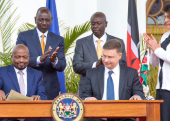 President William Ruto and Deputy President Rigathi Gachagua during deal signing ceremony