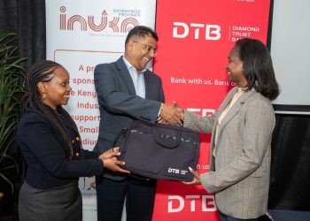 DTB Finance and Strategy Director Alkarim Jiwa(Centre) KBA Senior Sustainability Specialist Roselyne Njino and Maureen Mwaura from Convectional Cargo Conveyors during the MSMEs ESG training organized by DTB and KBA