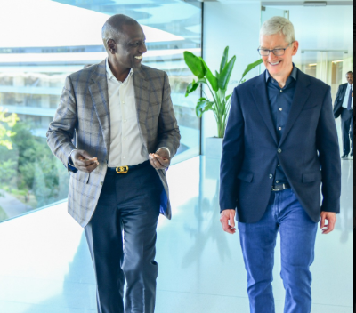 President William Ruto and Chief Executive Officer Tim Cook (Apple)