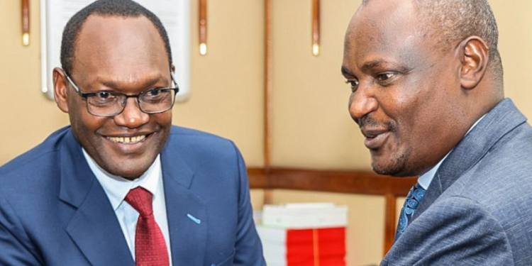 CS John Mbadi and his  National Treasury PS Chris Kiptoo