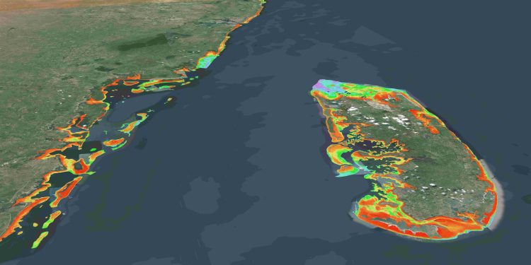 3D image of Satellite-Derived Bathymetry (SDB) in Kenya